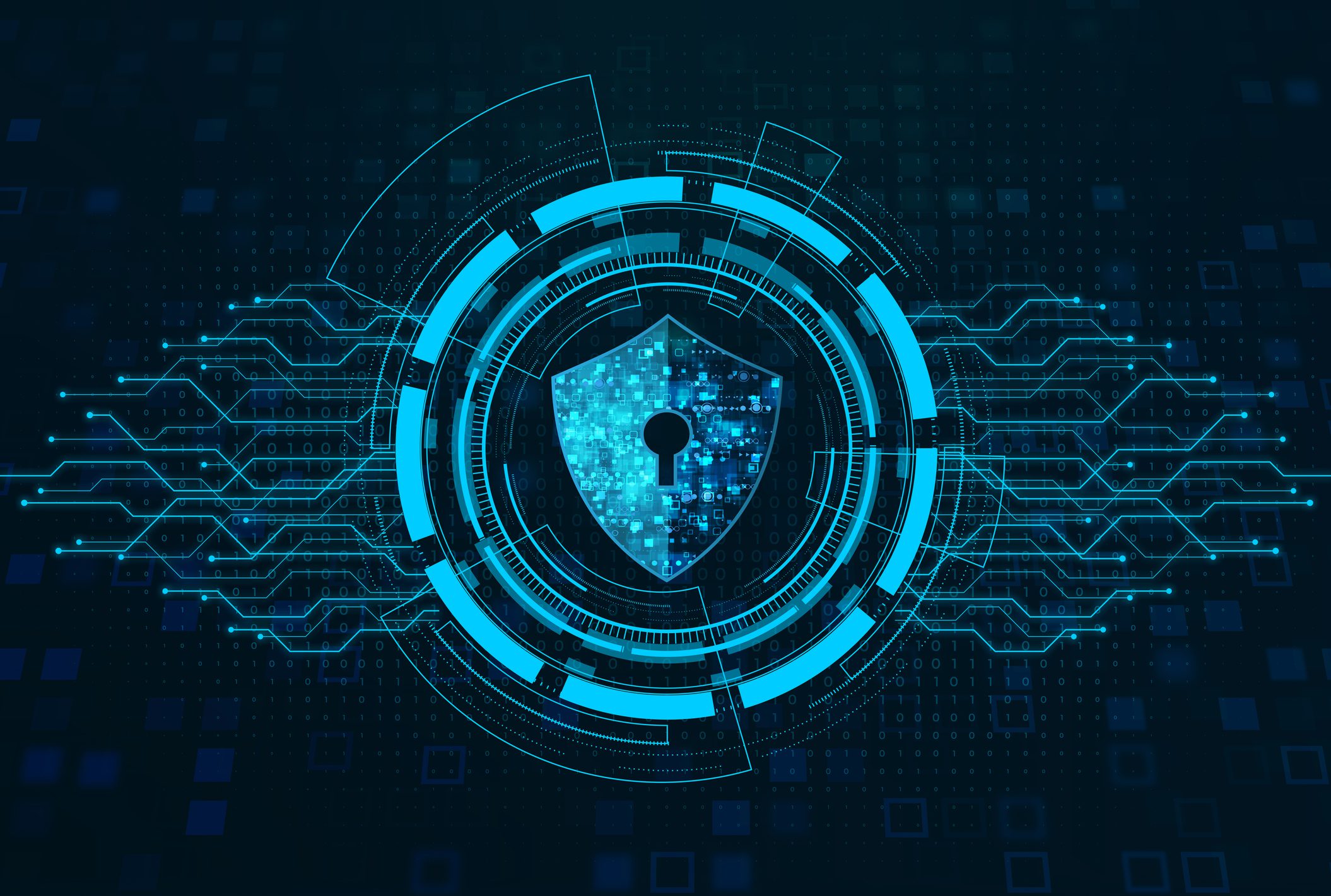 Digital security shield with circuit design.