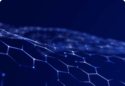 GettyImages-2200146205 Hexagonal network pattern on blue background.